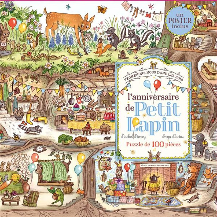 PROMENONS-NOUS DANS LES BOIS - L'ANNIVERSAIRE DE PETIT LAPIN - PUZZLE DE 100 PIECES - PIERCEY/HARTAS - NC