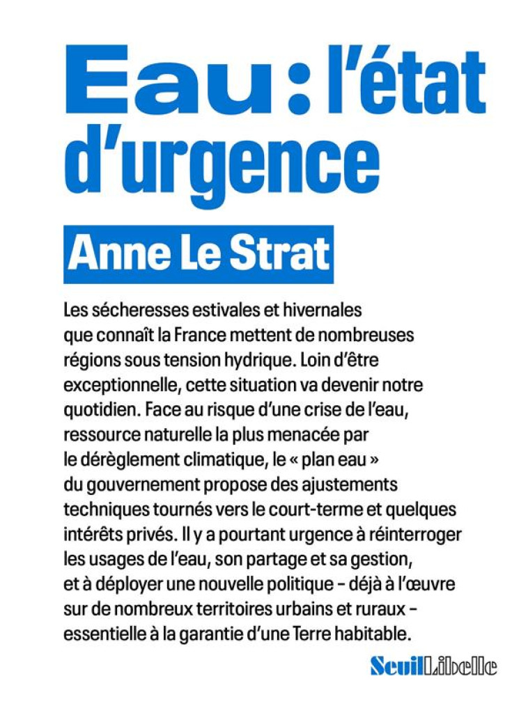 EAU : L-ETAT D-URGENCE - LE STRAT ANNE - SEUIL