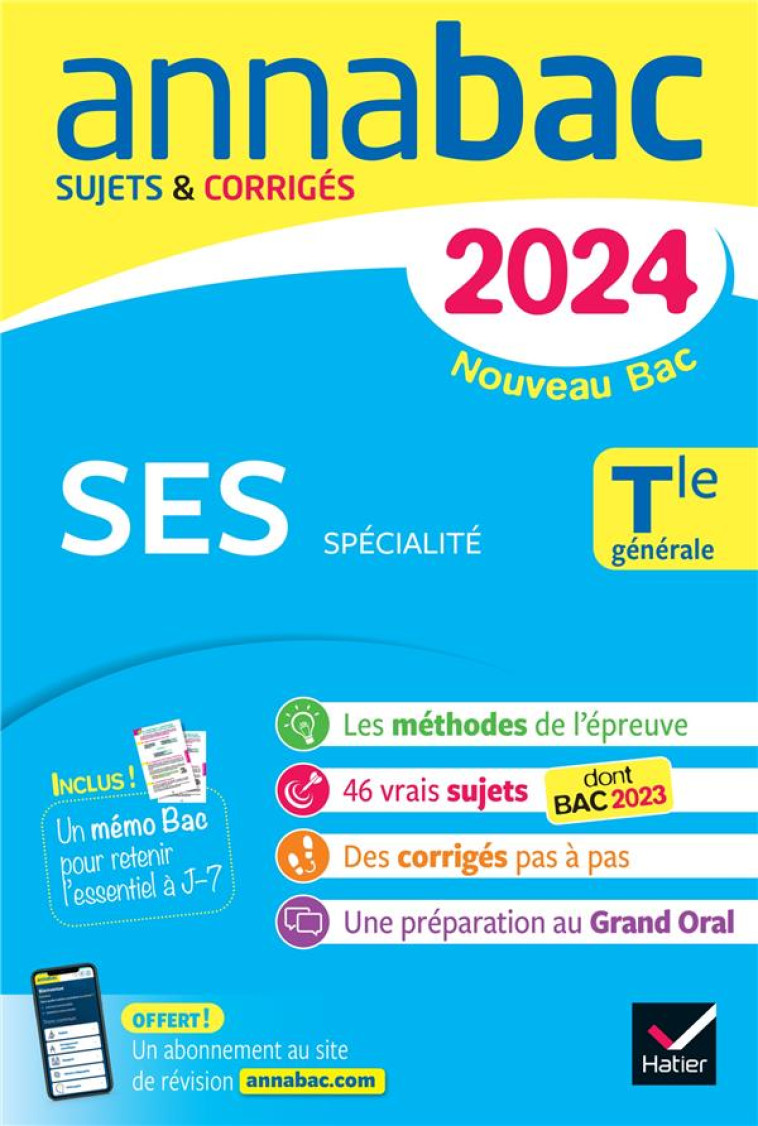 ANNALES DU BAC ANNABAC 2024 SES TLE GENERALE (SPECIALITE) - SUJETS CORRIGES NOUVEAU BAC - GODINEAU/LEDER - DIDIER