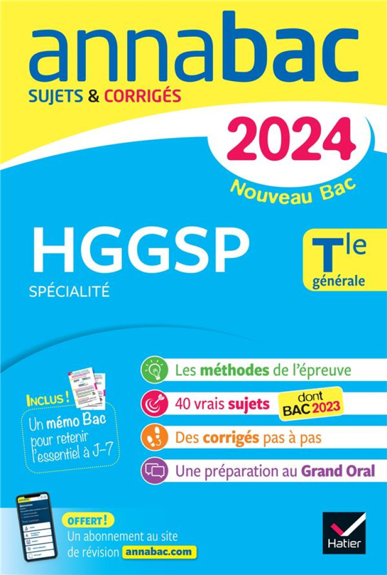 ANNALES DU BAC ANNABAC 2024 HGGSP TLE GENERALE (SPECIALITE) - SUJETS CORRIGES NOUVEAU BAC - VAN DE WANDEL/GUYON - DIDIER