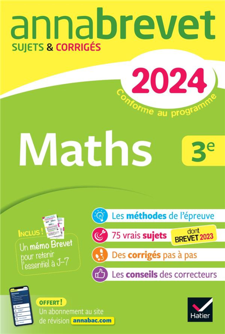 ANNALES DU BREVET ANNABREVET 2024 MATHS 3E - SUJETS CORRIGES & METHODES DU BREVET - DEMEILLERS/MICHAUD - DIDIER