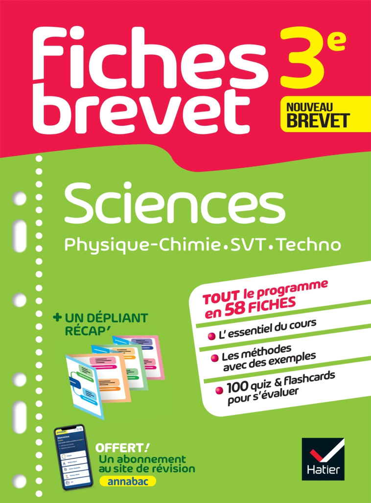 Fiches brevet Sciences 3e - Physique-Chimie, SVT, Technologie Brevet 2024 - Pascale Bihouée, Sandrine Aussourd, Marie-Anne Grinand, Nicolas Nicaise - HATIER