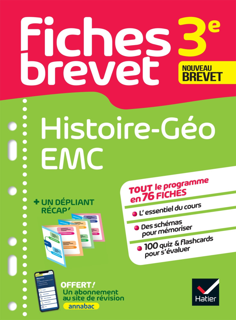 Fiches brevet Histoire-Géographie EMC 3e Brevet 2025 - D'Hoop Guillaume, Holstein Florence - HATIER