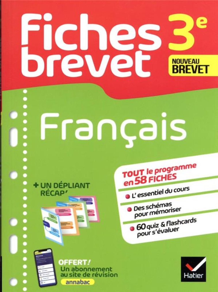 FICHES BREVET FRANCAIS 3E BREVET 2024 - FICHES DE REVISION & QUIZ - DAUVIN SYLVIE - HATIER SCOLAIRE