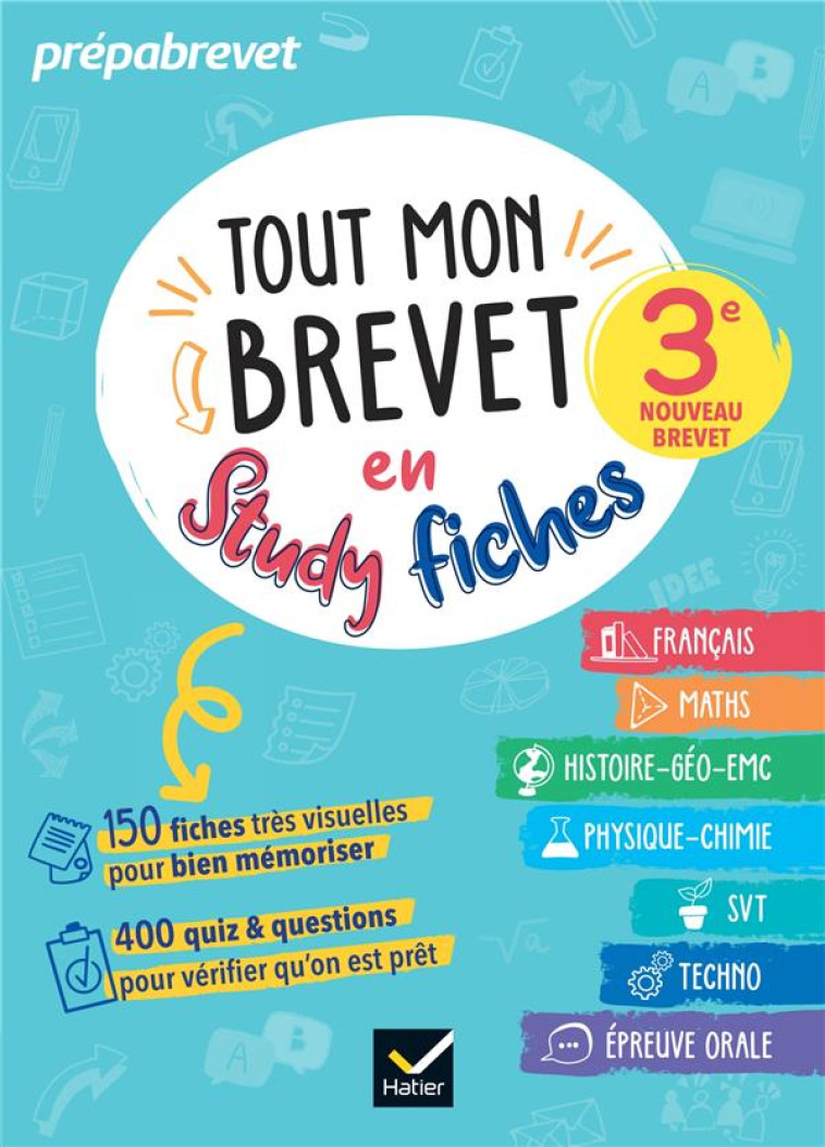 TOUT MON BREVET 2024 EN STUDYFICHES - 3E (TOUTES LES MATIERES) - FICHES VISUELLES & QUIZ POUR REVISE - ANDRE/AUSSOURD/HOOP - HATIER SCOLAIRE