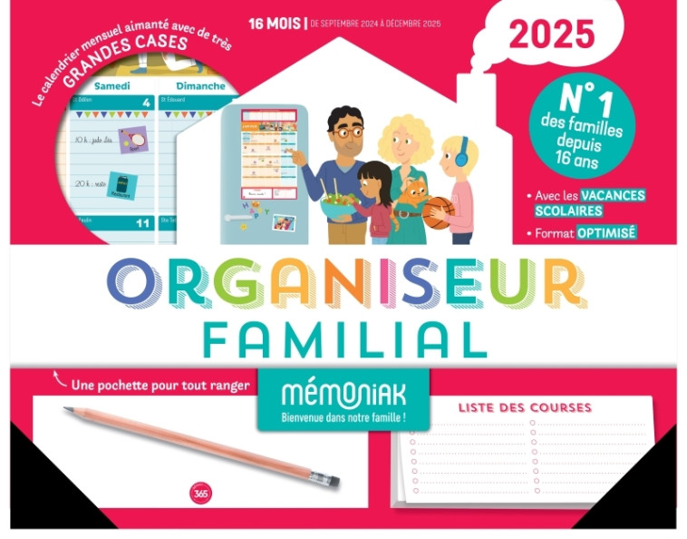 Organiseur familial Mémoniak 2025, calendrier organisation familial mensuel (sept. 2024- déc. 2025) - Nesk Nesk - 365 PARIS