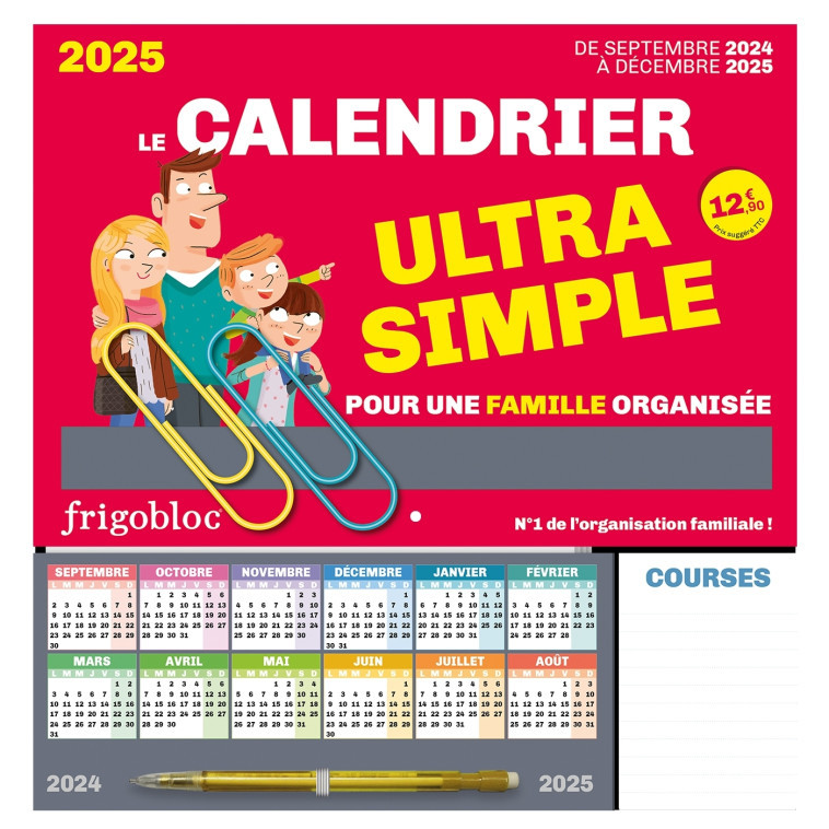 Frigobloc Le calendrier Ultra Simple pour une famille organisée ! (de sept. 2024 à déc. 2025) -   - PLAY BAC