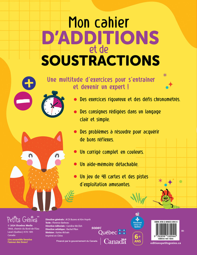 Mon cahier d'additions et de soustractions - Florence Barbeau - PETITS GENIES