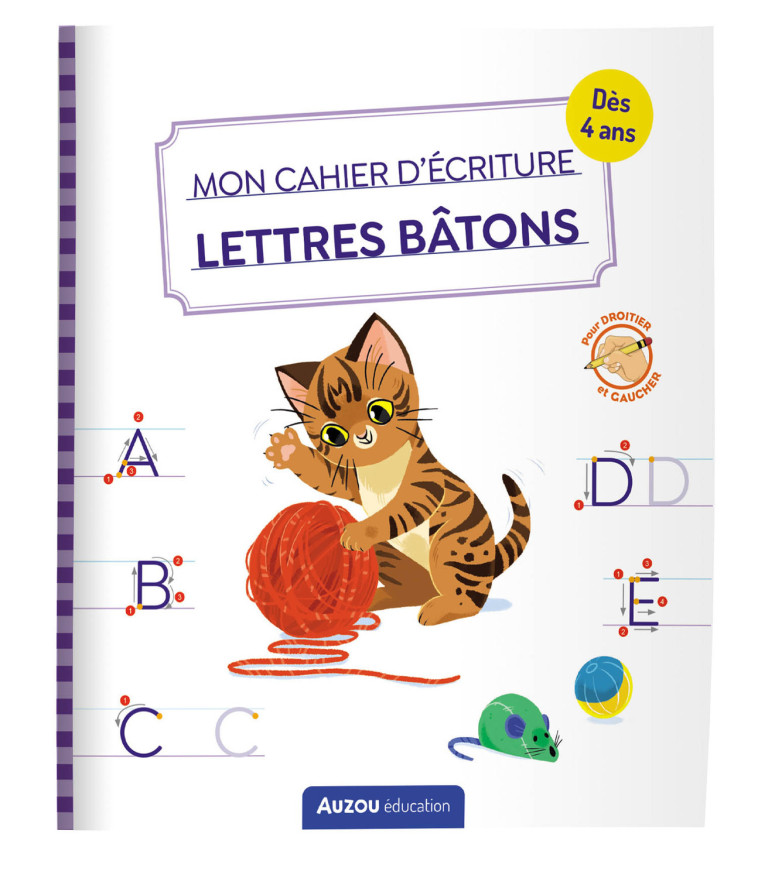 MON CAHIER D'ÉCRITURE - LETTRES BÂTONS - LES CHATS - Eléonore Della Malva, Clémentine Guivarc'h - AUZOU