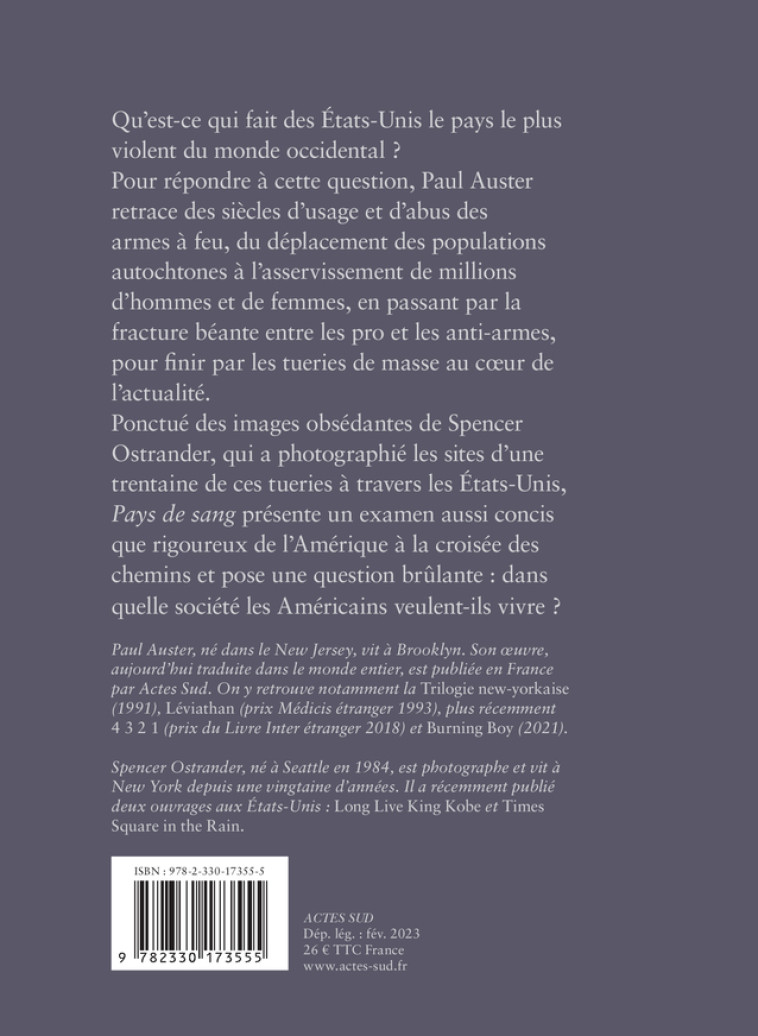 Pays de sang - Paul Auster - ACTES SUD