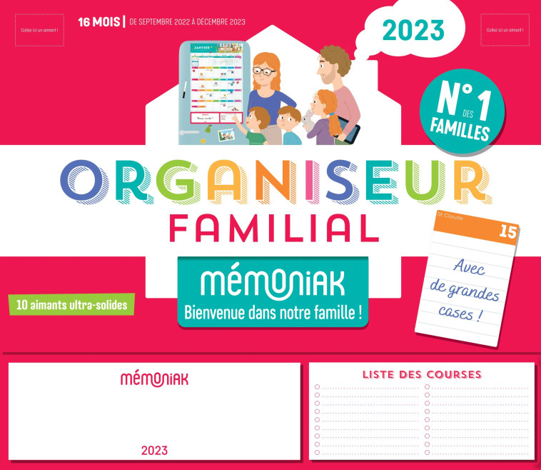 Organiseur familial Mémoniak 2023, calendrier organisation familial mensuel (sept. 2022- déc. 2023) -  Nesk - 365 PARIS