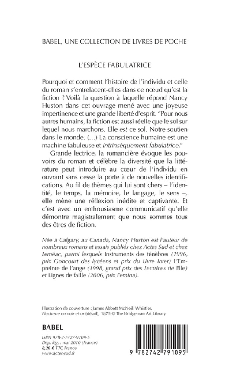 L'Espèce fabulatrice - Nancy Huston - ACTES SUD