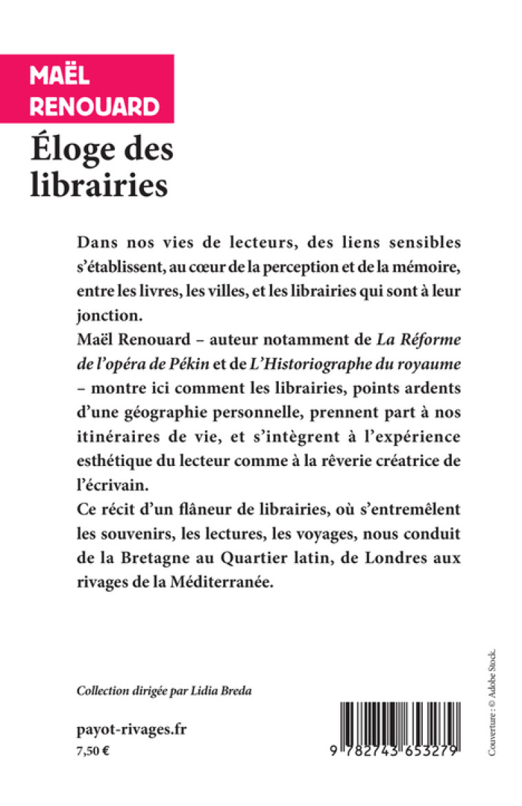 Eloge des librairies - Mael Renouard - RIVAGES