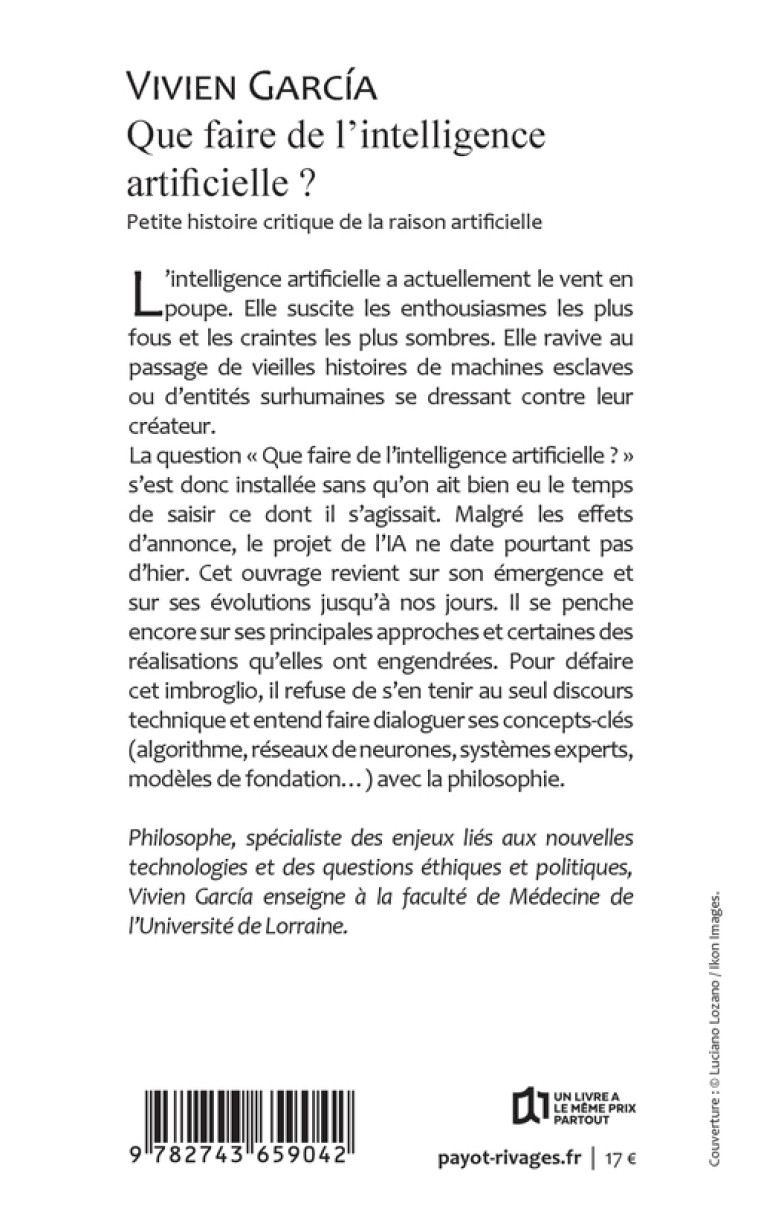 Que faire de l'intelligence artificielle ? - Vivien Garcia - RIVAGES