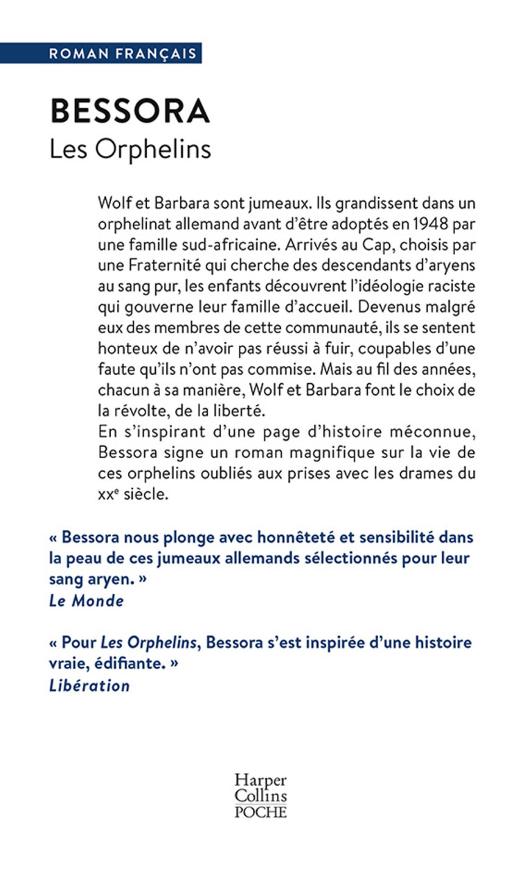 Les Orphelins -  Bessora - HARPERCOLLINS